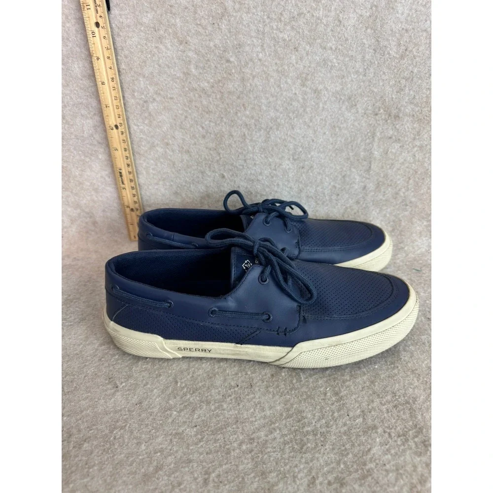 Sperry Mens‎ STS44155 Navy Blue Perforated Leather Boat Shoes Size 11.5